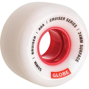 GLOBE BRUISER CRUISER WHEELS WHITE/RED 55MM 88A