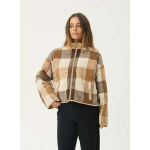 AFENDS BERLIN REVERSIBLE POLAR FLEECE JACKET - ALMOND CHECK