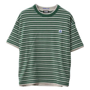 Apparel: XALRGE STRIPE DOUBLE LAYER GORILLA FIT TEE - EDEN