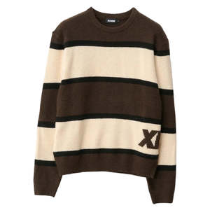 XLARGE ITALIC STRIPE KNIT SWEATER - BROWN
