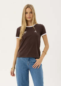 Afends: AFENDS HELLBOUND RAGLAN TEE - COFFEE