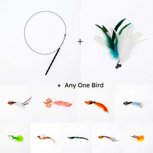 Cat Toys: Cat Feather Teaser Wand Set