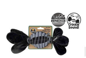 Dog Toys: BLITZ BRAIDED RUGBY  BALL GREY (LARGE)
