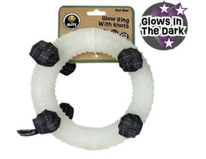 Dog Toys: DOG TOY BLITZ GLOW IN THE  DARK RING W KNOTS GREY (XLARGE)