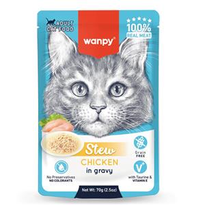 Cats: Wanpy Cat Pouch 70g Chicken Stew 10pk