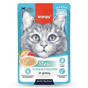 Cats: Wanpy Cat Pouch 70g Tuna and Chicken Stew 10pk