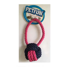 Pet Accessories: Dog Rope Toy - Size Large - Ball Knot on Loop