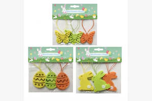 Easter: Glitter Decor Hangers 6pk 3 Asst