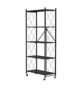 Shelf Collapsible, 5 Tier Black, 87x34.5x163cm High
