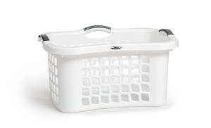 Taurus: Taurus 50L Laundry Basket – White/Black with Coloured Handles