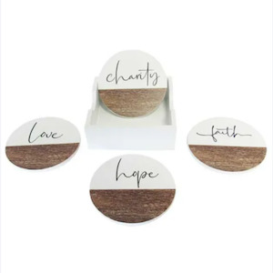 Kitchen: Coasters Set of 4 - Faith Round