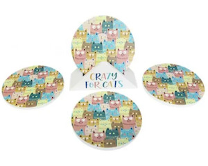 Kitchen: Coasters Set of 4 - Cat Round