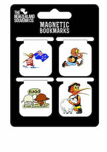 Stationary: Magnetic Bookmark, Set of 4, Cartoon NZ