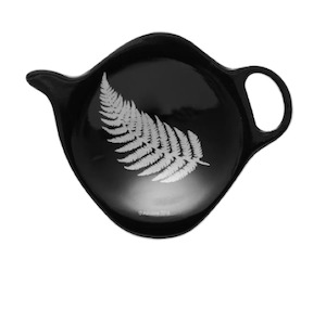 Tea Bag Holder, Silver Fern Black