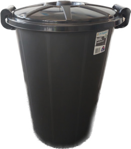 Supa Tuff Rubbish Bin W/Lid, 68L BLK