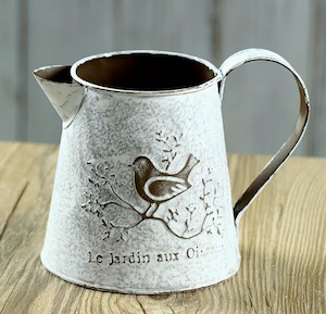 Le Jardin Metal Watering Can White