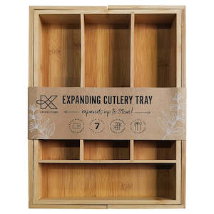 Kates Glass Kitchen: Kates Bamboo Expanding Cutlery Tray 25-29 x 34 x 5cm