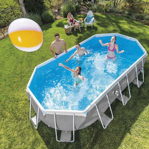 Pool Se: Intex Prism Frame Oval Pool Set (6.1mx3.05mx1.22m)