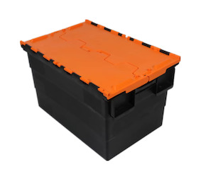 Commercial Storage: QS Collapsible Storage Crate 61L Black/Orange
