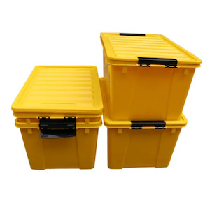 QS Yellow Stackable Storage Crate W White Lid 80L