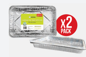 2Pk Medium Foil Trays With Lid