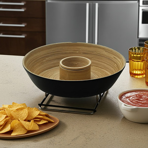 Kitchen: Kates Round Bamboo Chip & Dip Tray 33cm