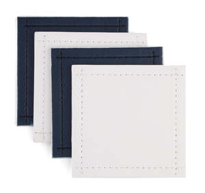 Reversible White/Navy Coaster 4Pk NOW