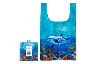 7 50 Clearance: Playful Dolphins Reef Exploring Recycled PET Shopping bag