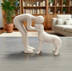 Man/Child & Dog Statue Resin