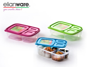 3 Section Sandwich Lunch Box With Coloured Lid