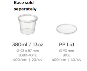 Kitchen: Lid for PP Round Container 380ml Single