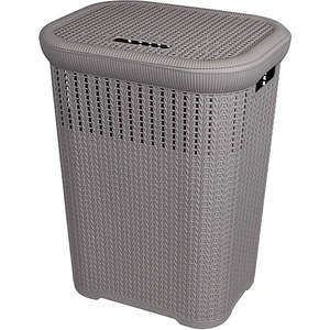 Seymours Knit Laundry Hamper with Hinged Lid 50L Grey