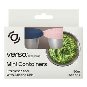 Kates Glass Kitchen: Versa Stainless Steel Mini Containers 50ml Set of 4