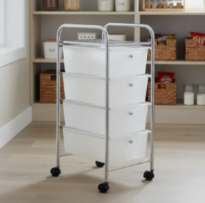 Storage: 4 Drawer Set, Chrome / White, Large