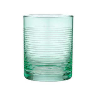Linear Etched Glass Tumbler Green