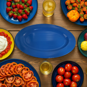 Kitchen: Melamine Oval Platter 16" Blue WAS $9.99 NOW