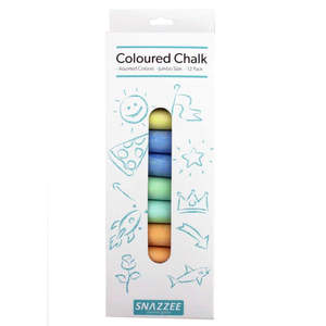 Arts Crafts: Snazzee Coloured Chalk Large - 12 Pack