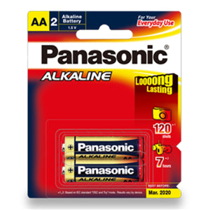 Batteries Chargers: Panasonic AA Alkaline Battery 2 Pack
