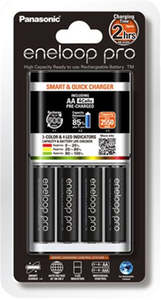 Batteries Chargers: Panasonic Eneloop Quick Charger + 4 AA Eneloop Pro Batteries
