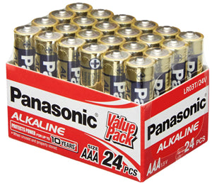 Batteries Chargers: Panasonic AAA Alkaline Battery 24 Pack