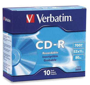 Media: Verbatim CD-R 700MB 52x 10 Pack with Slim Cases