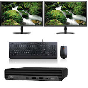 24 Hour Specials: Powerful PC Setup!! HP Pro Mini 400 G9 Tiny PC Ex Lease i5 12th gen 32GB RAM 1TB SSD Win 11 Pro, includes: 2 x 22" Ex lease Monitors (All Cables will be provided) + WIFI Ready