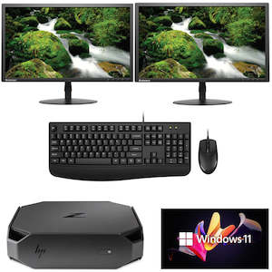 Hp Desktop Computers: HP Z2 MINI G4 I5-8600 Turbo 4.3GHz 16GB DDR4 256GB SSD Nvidia Quadro P600 2GB includes 2X 22" LCD Windows 11 Pro
