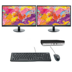 Hp Desktop Computers: Dual Screen 2X 22" LCD HP ElitDesk 800 G4 Ex Lease MFF Desktop PC Intel I5-8500T Turbo 3.50Ghz 16GB RAM 512GB SSD DVD Windows 11 Pro