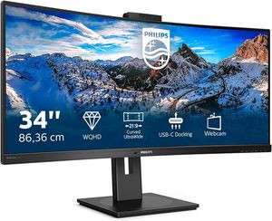 24 27 Monitors: Philips 346P1CRH/75 34" WQHD USB-C Docking Monitor with Webcam Ex Display Unit
