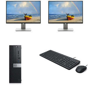 Gaming Pc: Dual 22" LCD Dell OptiPlex 7070 SFF i5 Turbo 4.GHZ 16GB RAM 256GB SSD WIN 11 PRO AMD R7 4GB Graphics WIFI Ready