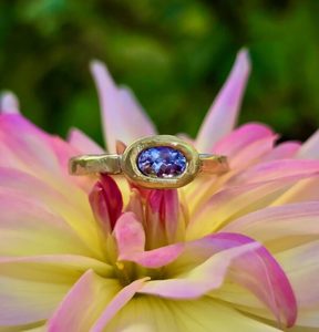 Products: Empress ring. pink imperial topaz with pink sapphires. Silver and 24ct gold. Size N 1/2 - Penelope Barnhill Jewellery