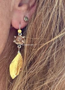 Florette earrings. 10x9mm imperial topaz from Ouro Preto with hematite and goeth&hellip;