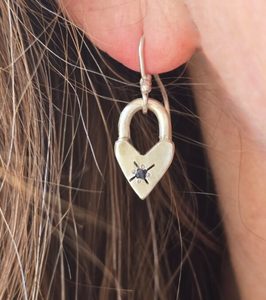 Locket earrings with sapphire. pure silver and sterling silver - Penelope Barnhill Jewellery
