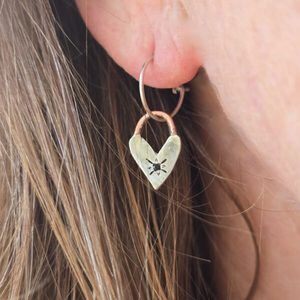 Locket hoops. pure and sterling silver, copper and sapphire - Penelope Barnhill Jewellery